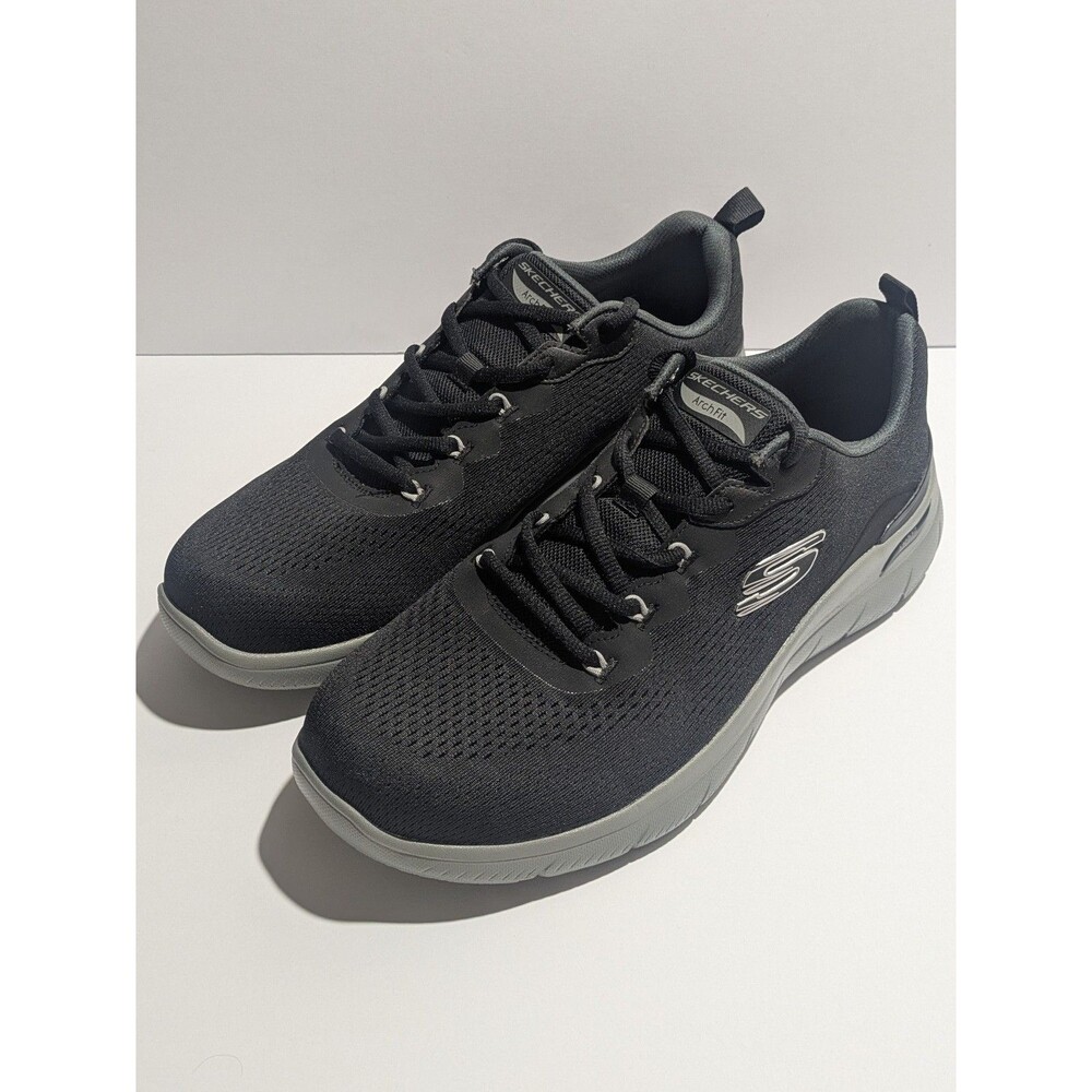 Skechers Black and Gray Mesh Lace-Up Sneakers